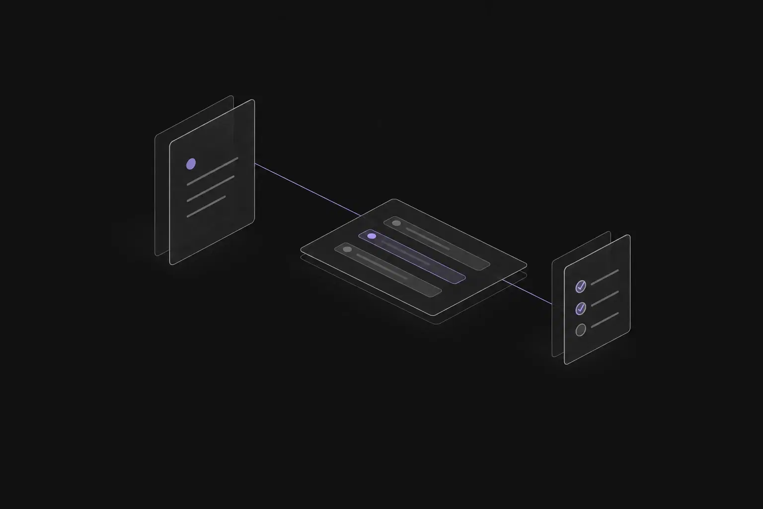 A personal brief connects to a focused work plan and a review checklist in a grey line illustration.